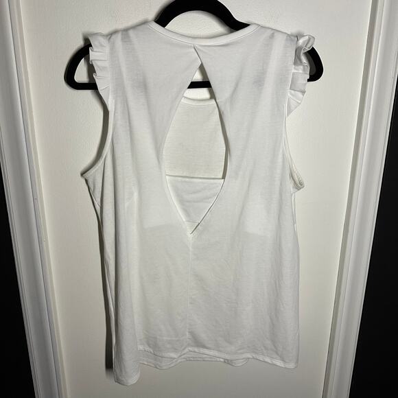 Lilly Pulitzer Luxletic White Resort Braxton Ruffle Tank Top Size Medium Cutout - Picture 4 of 13